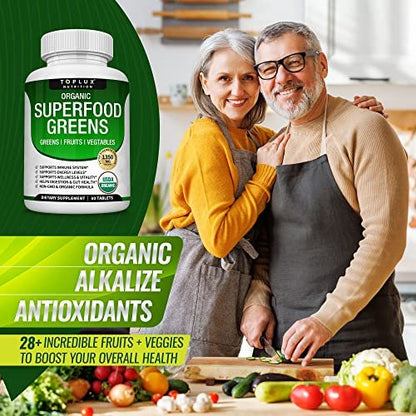 Bio Super Greens Kapseln – Superfood Obst & Gemüse Supplement mit 28 natürlichen Inhaltsstoffen wie Alfalfa, Rote Bete, Sauerkirsche & Ingwer – Immun- & Energieunterstützung für Männer & Frauen, 60 Tabletten