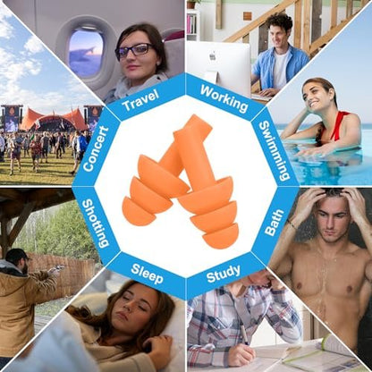 Ohrenstöpsel zum Schwimmen, Schlafen, Lärmunterdrückung, Schnarchen, Schießen, Arbeiten – Wiederverwendbare Silikon-Ohrstöpsel, superweiche Ohrstöpsel für Geräuschreduzierung und Gehörschutz (6 Farben)