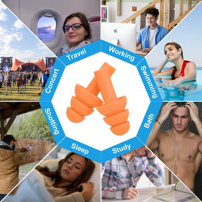 Ohrenstöpsel zum Schwimmen, Schlafen, Lärmunterdrückung, Schnarchen, Schießen, Arbeiten – Wiederverwendbare Silikon-Ohrstöpsel, superweiche Ohrstöpsel für Geräuschreduzierung und Gehörschutz (6 Farben)