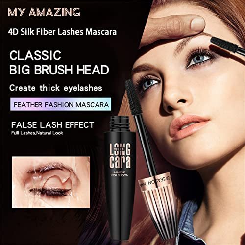 My Amazing Lashes Mascara Black – Volumen & Länge, wasserfest, wischfest, 4D Seidenfaser Wimperntusche, natürlich lang anhaltend, für Frauen (2 Stück)
