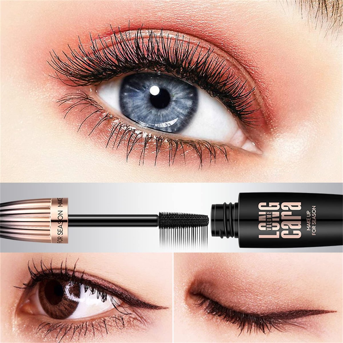 My Amazing Lashes Mascara Black – Volumen & Länge, wasserfest, wischfest, 4D Seidenfaser Wimperntusche, natürlich lang anhaltend, für Frauen (2 Stück)
