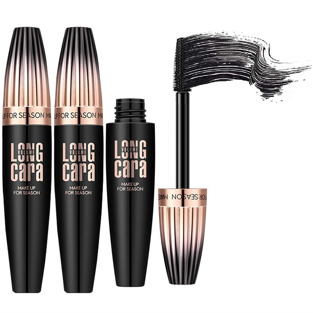 My Amazing Lashes Mascara Black – Volumen & Länge, wasserfest, wischfest, 4D Seidenfaser Wimperntusche, natürlich lang anhaltend, für Frauen (2 Stück)