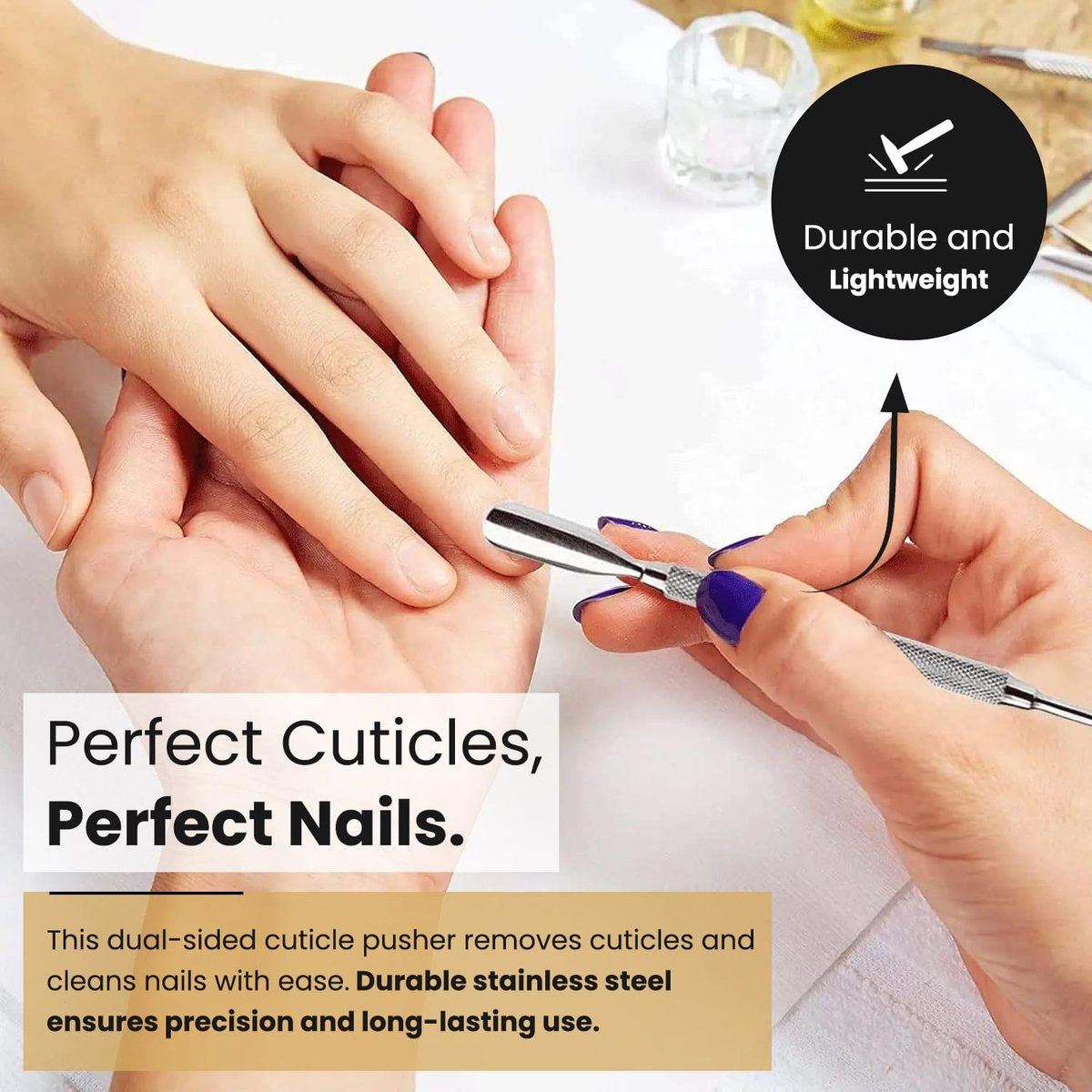 Professionelles Nagelhautschieber-Set aus Edelstahl – 2er Pack von Krisp Beauty