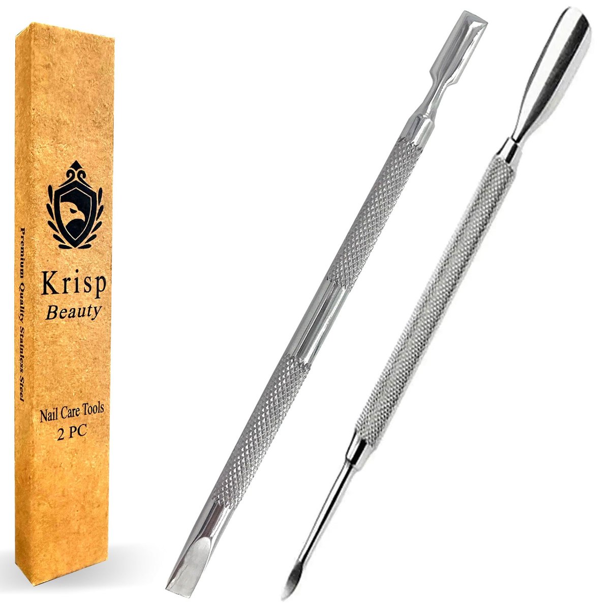 Professionelles Nagelhautschieber-Set aus Edelstahl – 2er Pack von Krisp Beauty