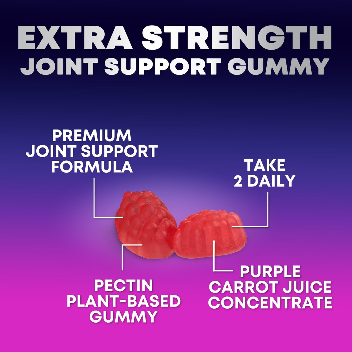 Gelenkunterstützung Extra Stark – Glucosamin Gummis für gesunde Gelenke und Flexibilität – Natürliches Vitamin E – Beste Gummis für Frauen und Männer – 60 Gummis