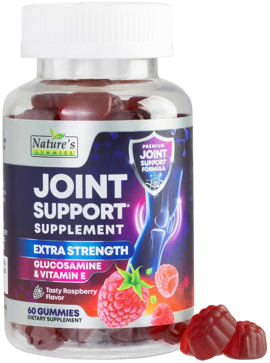 Gelenkunterstützung Extra Stark – Glucosamin Gummis für gesunde Gelenke und Flexibilität – Natürliches Vitamin E – Beste Gummis für Frauen und Männer – 60 Gummis