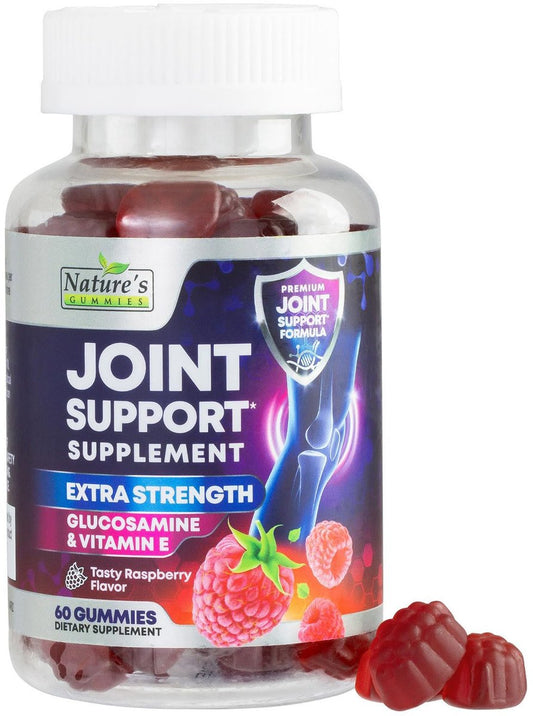 Gelenkunterstützung Extra Stark – Glucosamin Gummis für gesunde Gelenke und Flexibilität – Natürliches Vitamin E – Beste Gummis für Frauen und Männer – 60 Gummis