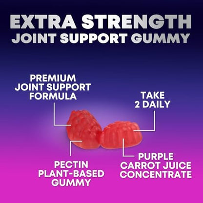 Gelenkunterstützung Extra Stark – Glucosamin Gummis für gesunde Gelenke und Flexibilität – Natürliches Vitamin E – Beste Gummis für Frauen und Männer – 60 Gummis