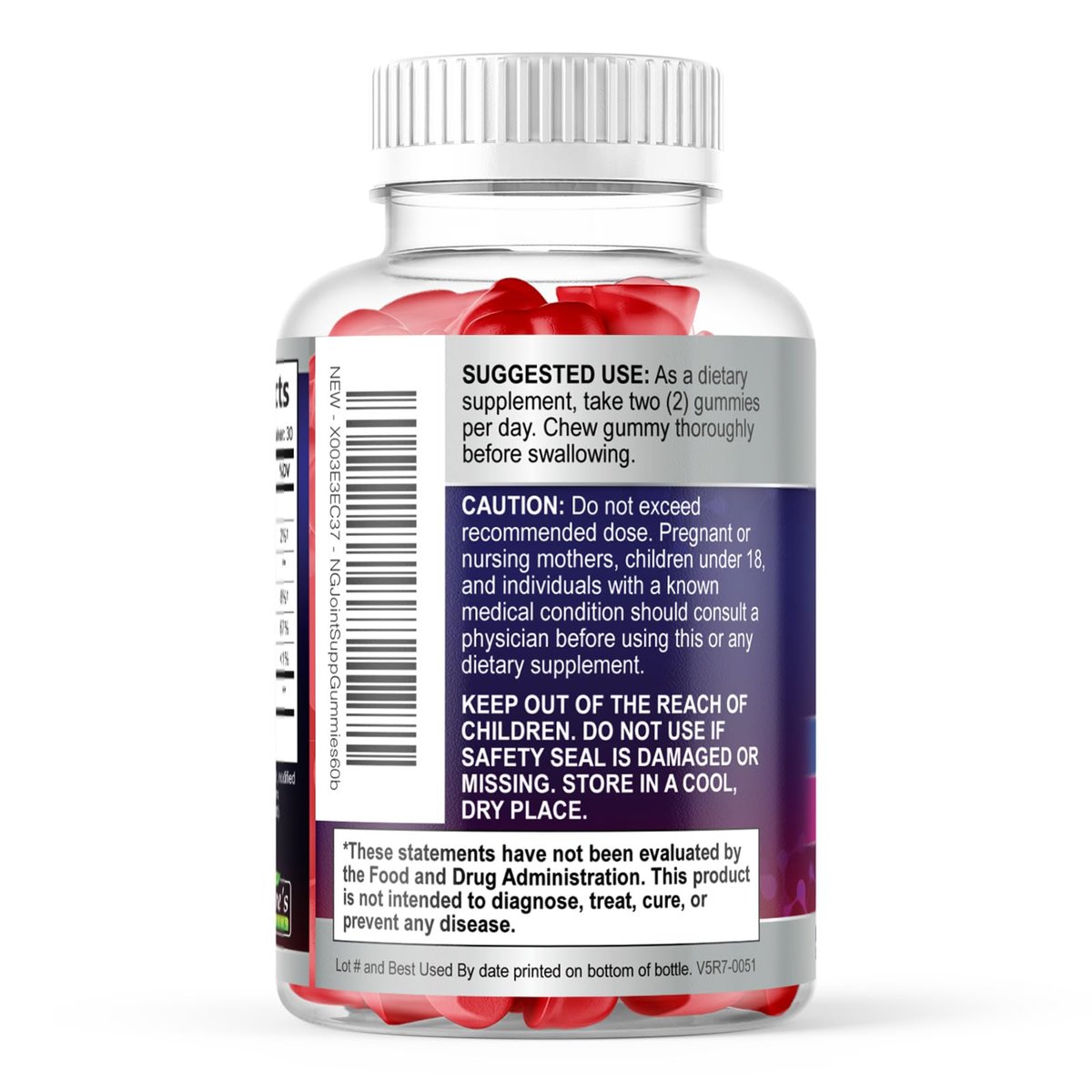 Gelenkunterstützung Extra Stark – Glucosamin Gummis für gesunde Gelenke und Flexibilität – Natürliches Vitamin E – Beste Gummis für Frauen und Männer – 60 Gummis