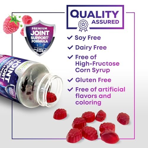 Gelenkunterstützung Extra Stark – Glucosamin Gummis für gesunde Gelenke und Flexibilität – Natürliches Vitamin E – Beste Gummis für Frauen und Männer – 60 Gummis