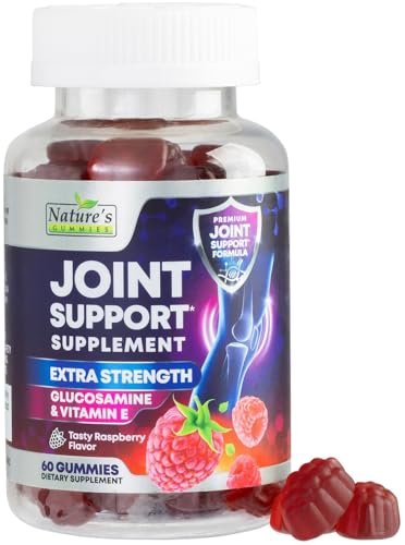 Gelenkunterstützung Extra Stark – Glucosamin Gummis für gesunde Gelenke und Flexibilität – Natürliches Vitamin E – Beste Gummis für Frauen und Männer – 60 Gummis