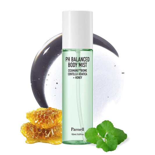 Parnell Cicamanu pH-ausgeglichener Körperspray - Centella Asiatica, Hyaluronsäure, Ceramid, LHA, PHA, mildes Peeling, beruhigender und feuchtigkeitsspendender Spray für den Körper (150 ml)