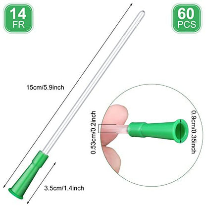 Nuanchu PVC-Ersatzschläuche für Einläufe – 60-teiliges Schlauchset mit flexiblem, abgerundetem Ende für sanftes Einführen (14 FR, Grün)