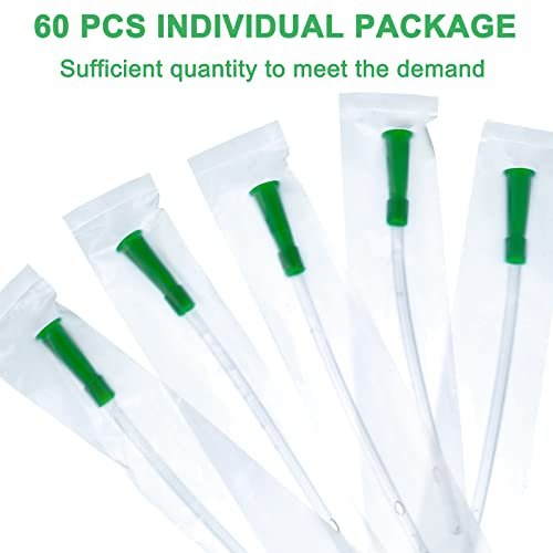 Nuanchu PVC-Ersatzschläuche für Einläufe – 60-teiliges Schlauchset mit flexiblem, abgerundetem Ende für sanftes Einführen (14 FR, Grün)