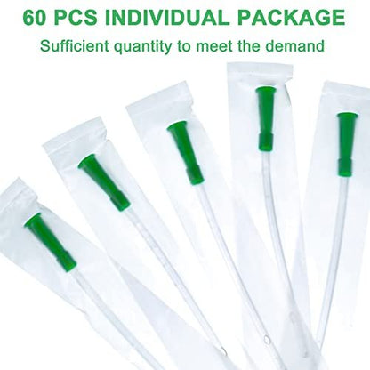 Nuanchu PVC-Ersatzschläuche für Einläufe – 60-teiliges Schlauchset mit flexiblem, abgerundetem Ende für sanftes Einführen (14 FR, Grün)