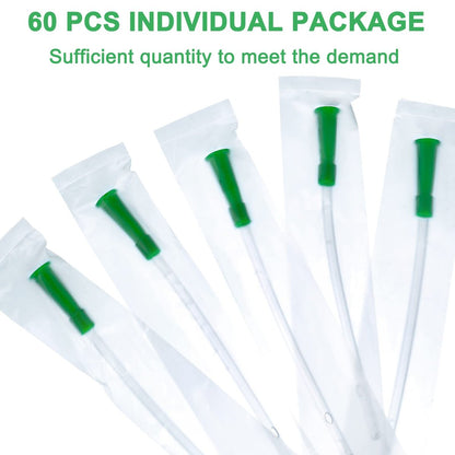Nuanchu PVC-Ersatzschläuche für Einläufe – 60-teiliges Schlauchset mit flexiblem, abgerundetem Ende für sanftes Einführen (14 FR, Grün)