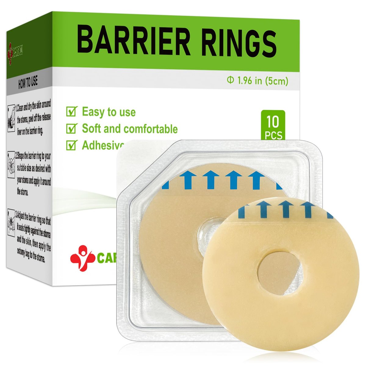 Carbou Stomaversorgungs-Barriereringe – Außendurchmesser 2" (50 mm), 3,5 mm Dicke, kompatibel mit allen Beuteltypen und Marken (2", Packung mit 10)