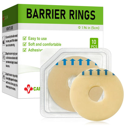Carbou Stomaversorgungs-Barriereringe – Außendurchmesser 2" (50 mm), 3,5 mm Dicke, kompatibel mit allen Beuteltypen und Marken (2", Packung mit 10)