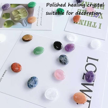 LAIDANLA 10er Set Heilende Kristalle Palmstein-Set Oval Kristall Amethyst Rosenquarz Obsidian Klarer Quarz Polierte Natursteine Taschenedelstein Hausdekoration für Meditation und Angst Stressabbau