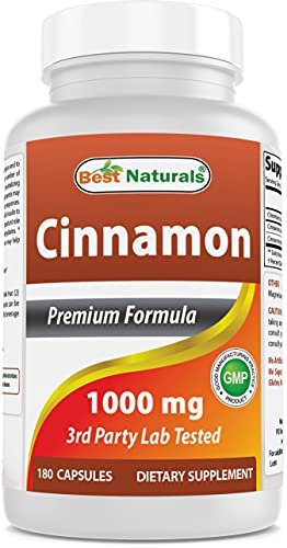 Best Naturals Zimt 2000 mg Äquivalent mit Chrom 400 mcg pro Portion – Stoffwechselunterstützung – 180 Kapseln