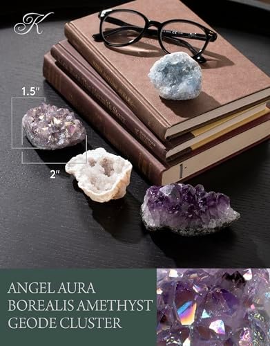 KALIFANO Angel Aura Amethyst Geode – Titan-gebundener Amethyst mit hoher Energie für Reiki, Wicca, Kristalldekoration & metaphysische Geschenke – Natürliche Kristalle und Heilsteine (Familienbetrieb)