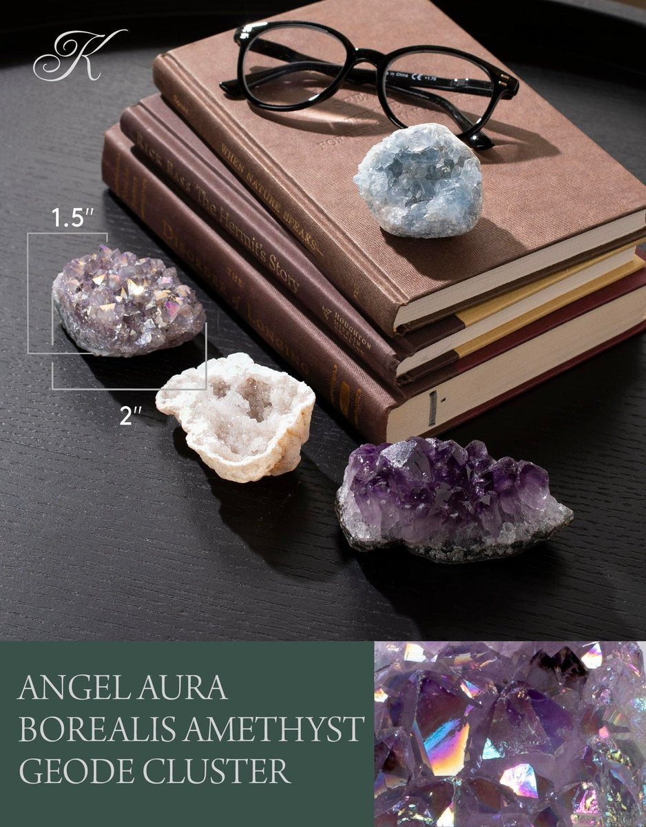 KALIFANO Angel Aura Amethyst Geode – Titan-gebundener Amethyst mit hoher Energie für Reiki, Wicca, Kristalldekoration & metaphysische Geschenke – Natürliche Kristalle und Heilsteine (Familienbetrieb)
