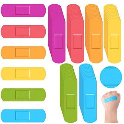 Yinder 120 Stück Kinderpflaster bunt flexibel wasserdicht atmungsaktiv Neon-Streifenpflaster für Kinder und Kleinkinder, 2,83'' x 0,75''