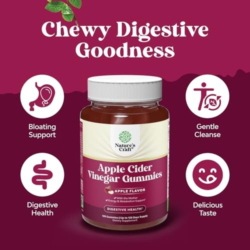 ACV Apfelessig Gummibärchen – Natürlicher Energie-Booster mit Mother zur Körperreinigung, Immununterstützung und Darmgesundheit mit Vitamin B12 und Rote Bete – 120 Stück
