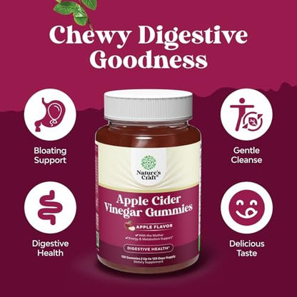 ACV Apfelessig Gummibärchen – Natürlicher Energie-Booster mit Mother zur Körperreinigung, Immununterstützung und Darmgesundheit mit Vitamin B12 und Rote Bete – 120 Stück