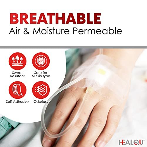 HEALQU Transparentes medizinisches Klebeband – 12 Rollen, 1" x 10yd, chirurgisches Tape mit sanfter Haftung für empfindliche Haut, zur Wundversorgung, Schlauchfixierung, Erste-Hilfe-Bedarf – Atmungsaktiv, mikroporös