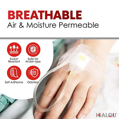 HEALQU Transparentes medizinisches Klebeband – 12 Rollen, 1" x 10yd, chirurgisches Tape mit sanfter Haftung für empfindliche Haut, zur Wundversorgung, Schlauchfixierung, Erste-Hilfe-Bedarf – Atmungsaktiv, mikroporös