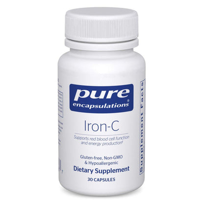 Pure Encapsulations Eisen-C - 15 mg Eisen + 175 mg Vitamin C - Unterstützung der roten Blutkörperchen* - Energieproduktion - Hoch bioverfügbares Eisen - für Frauen & Männer - Glutenfrei & Vegan - 30 Kapseln