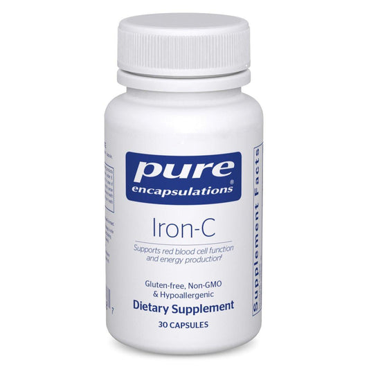 Pure Encapsulations Eisen-C - 15 mg Eisen + 175 mg Vitamin C - Unterstützung der roten Blutkörperchen* - Energieproduktion - Hoch bioverfügbares Eisen - für Frauen & Männer - Glutenfrei & Vegan - 30 Kapseln