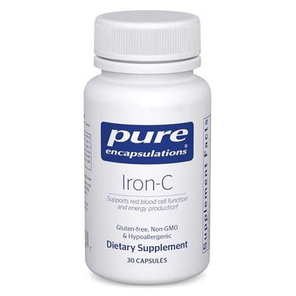 Pure Encapsulations Eisen-C - 15 mg Eisen + 175 mg Vitamin C - Unterstützung der roten Blutkörperchen* - Energieproduktion - Hoch bioverfügbares Eisen - für Frauen & Männer - Glutenfrei & Vegan - 30 Kapseln