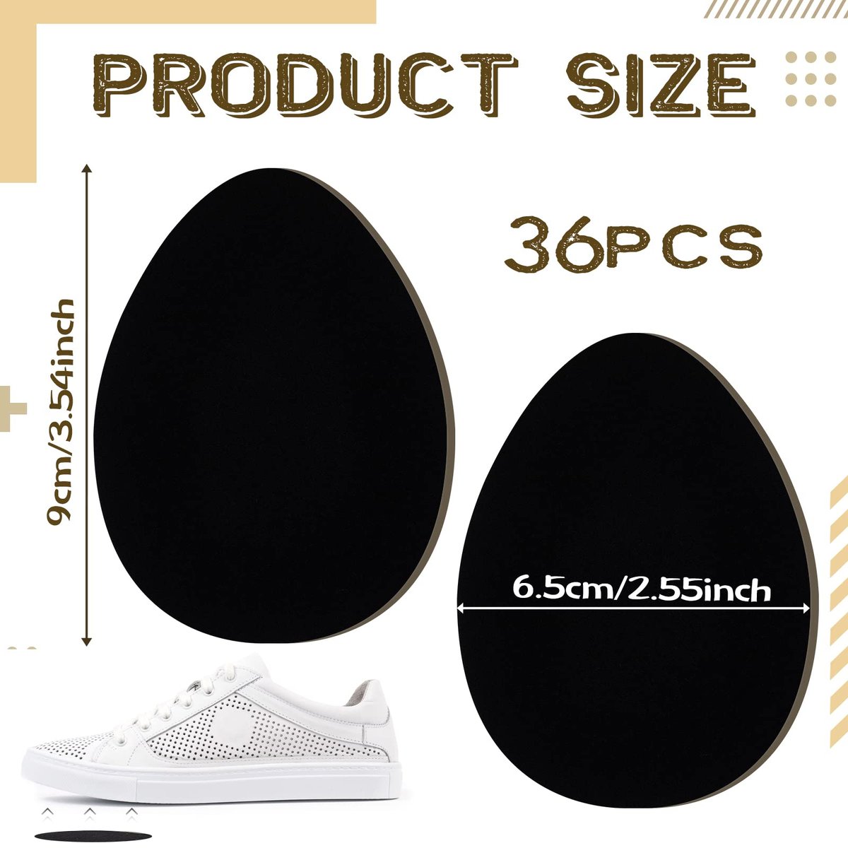 Jecery 36 Stück Wildleder Sohlen für Tanzschuhe, rutschfeste Schuhpolster für die Unterseite von High Heels, selbstklebend für Damen (Schwarz)