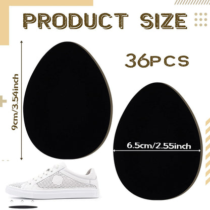 Jecery 36 Stück Wildleder Sohlen für Tanzschuhe, rutschfeste Schuhpolster für die Unterseite von High Heels, selbstklebend für Damen (Schwarz)