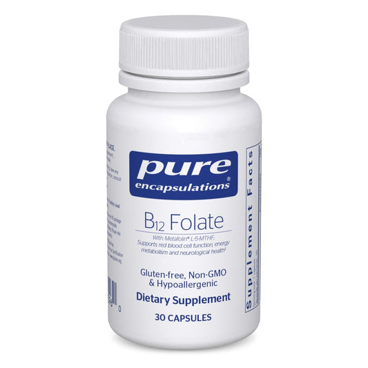 Pure Encapsulations B12 Folat – Energie-Komplex zur Unterstützung von Nerven, Energiestoffwechsel und kognitiver Funktion* – mit Vitamin B12 und Folat als Metafolin – 30 Kapseln