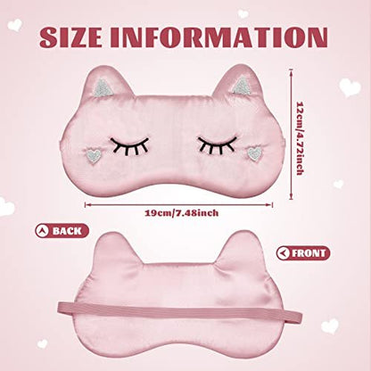 Haysandy 3er-Set Schlafmaske für Kinder, Mädchen – Katzenform, weiche Seiden-Augenmaske, niedliches Tier-Design, für Reisen und Zuhause (Einfaches Design)