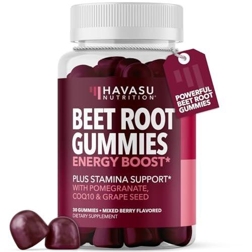 Rote-Bete-Gummis mit Coenzym Q10 & Granatapfel - Stickoxid-Booster für Ausdauer & Leistung - Vegan, Nicht-GVO, Glutenfrei - gemischter Beerengeschmack, 30 Stück