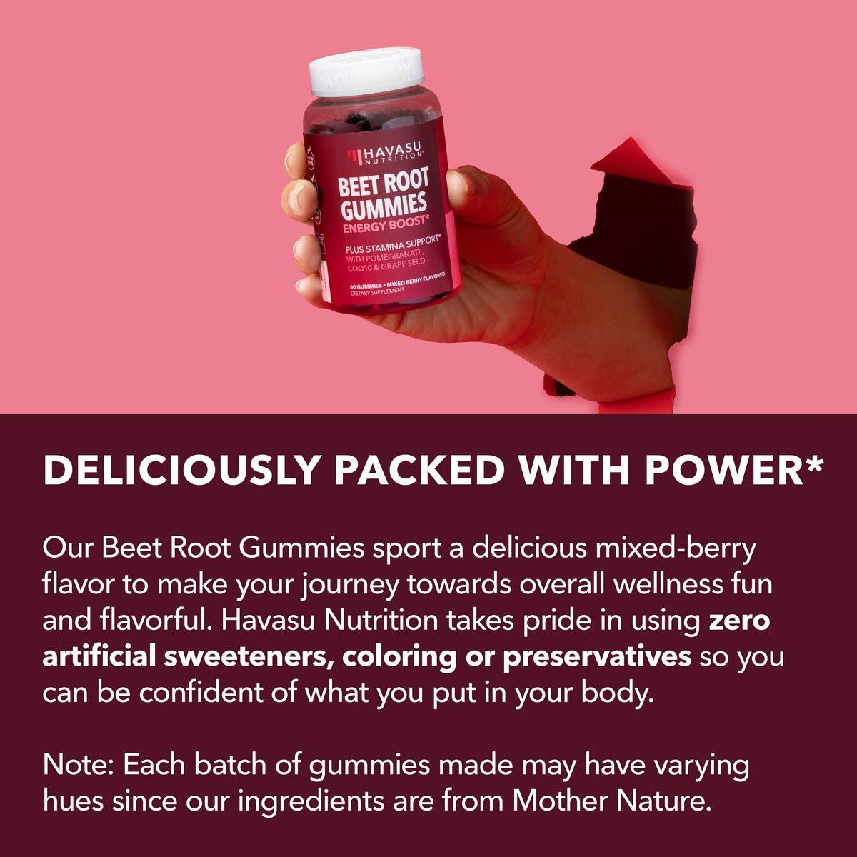 Rote-Bete-Gummis mit Coenzym Q10 & Granatapfel - Stickoxid-Booster für Ausdauer & Leistung - Vegan, Nicht-GVO, Glutenfrei - gemischter Beerengeschmack, 30 Stück