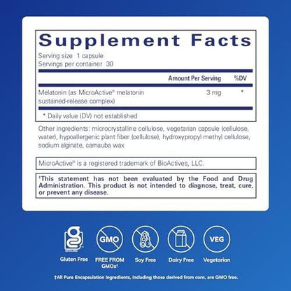 Pure Encapsulations Melatonin-SR – Melatonin mit verlängerter Freisetzung – Unterstützt erholsamen Schlaf* – Schlafmittel – Glutenfrei & vegan – 30 Kapseln