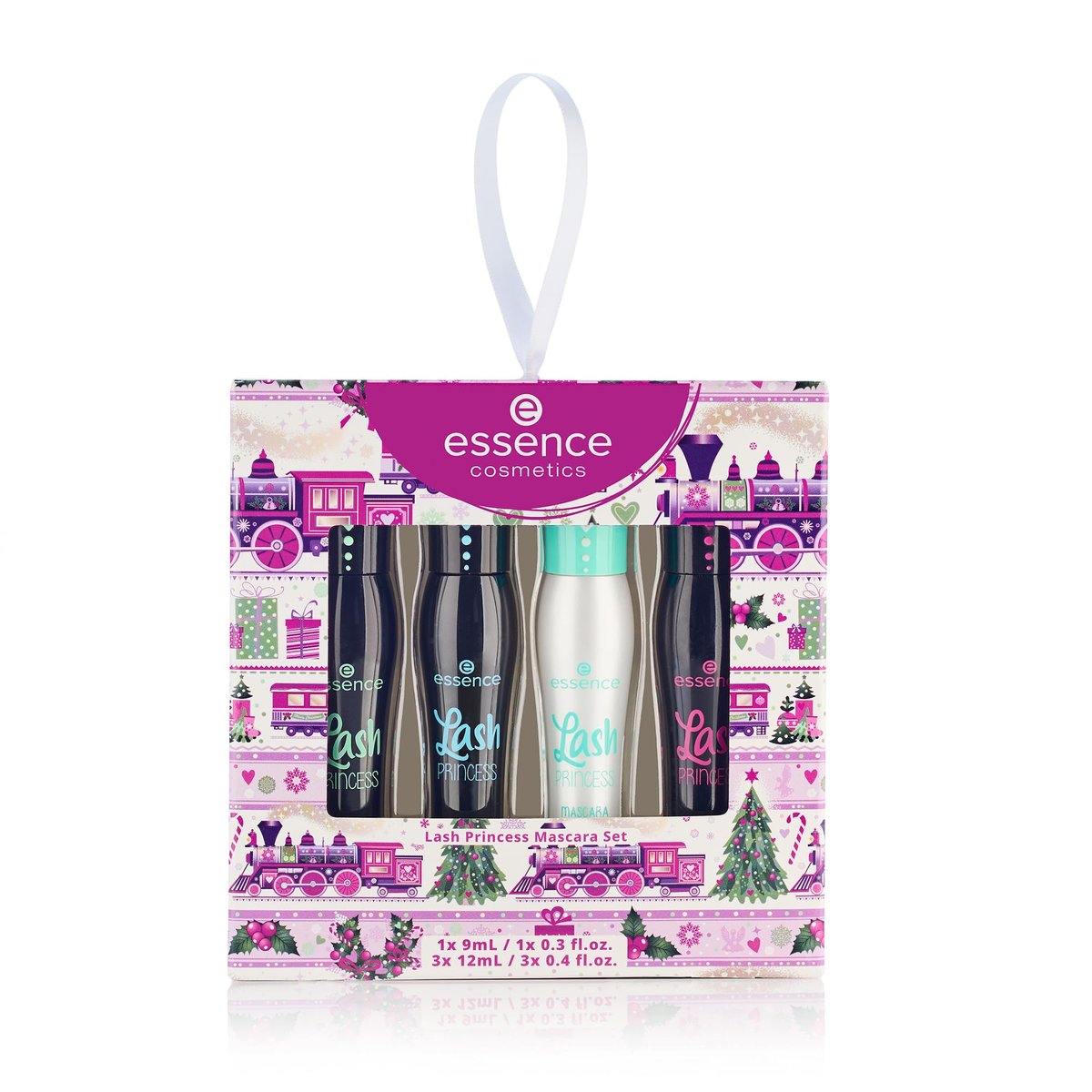 essence Lash Princess Mascara Holiday Geschenkset | 4 vegane & tierversuchsfreie Mascaras | False Lash Effekt, wasserfest, Primer, Curl & Volume | Strumpffüller für Beauty-Liebhaber