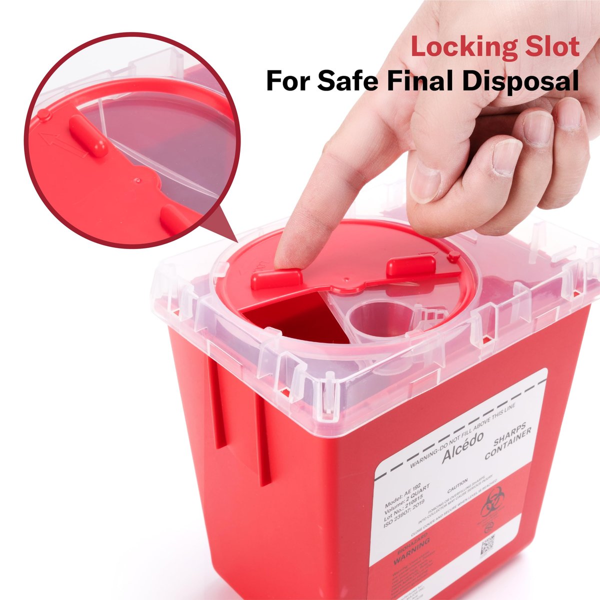 Alcedo Sharps Behälter für den Hausgebrauch 2 Quart (1er-Pack), Biohazard Nadel- und Spritzenentsorgung, Medizinische Qualität, Professionelle Nutzung