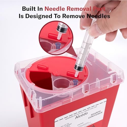 Alcedo Sharps Behälter für den Hausgebrauch 2 Quart (1er-Pack), Biohazard Nadel- und Spritzenentsorgung, Medizinische Qualität, Professionelle Nutzung