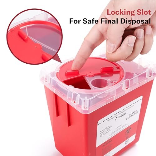 Alcedo Sharps Behälter für den Hausgebrauch 2 Quart (1er-Pack), Biohazard Nadel- und Spritzenentsorgung, Medizinische Qualität, Professionelle Nutzung