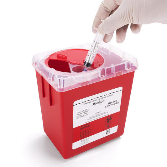Alcedo Sharps Behälter für den Hausgebrauch 2 Quart (1er-Pack), Biohazard Nadel- und Spritzenentsorgung, Medizinische Qualität, Professionelle Nutzung