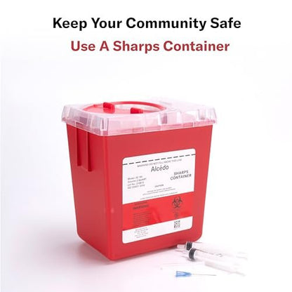 Alcedo Sharps Behälter für den Hausgebrauch 2 Quart (1er-Pack), Biohazard Nadel- und Spritzenentsorgung, Medizinische Qualität, Professionelle Nutzung