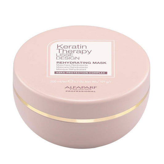 Alfaparf Milano Lisse Design Keratin Therapy Feuchtigkeitsmaske für das Haar – Tiefenpflegende Haarmaske nach der Keratinbehandlung für Frizz-Kontrolle & Feuchtigkeitsspeicherung – Trockenhaarbehandlung (200 ml)