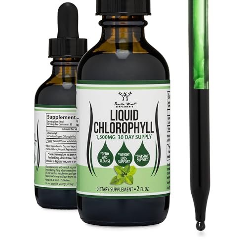 Chlorophyll Liquid Drops – für Verdauung, Darmgesundheit, Energie und Entgiftung – Vegan &amp; Pfefferminzgeschmack (2 oz) von Double Wood