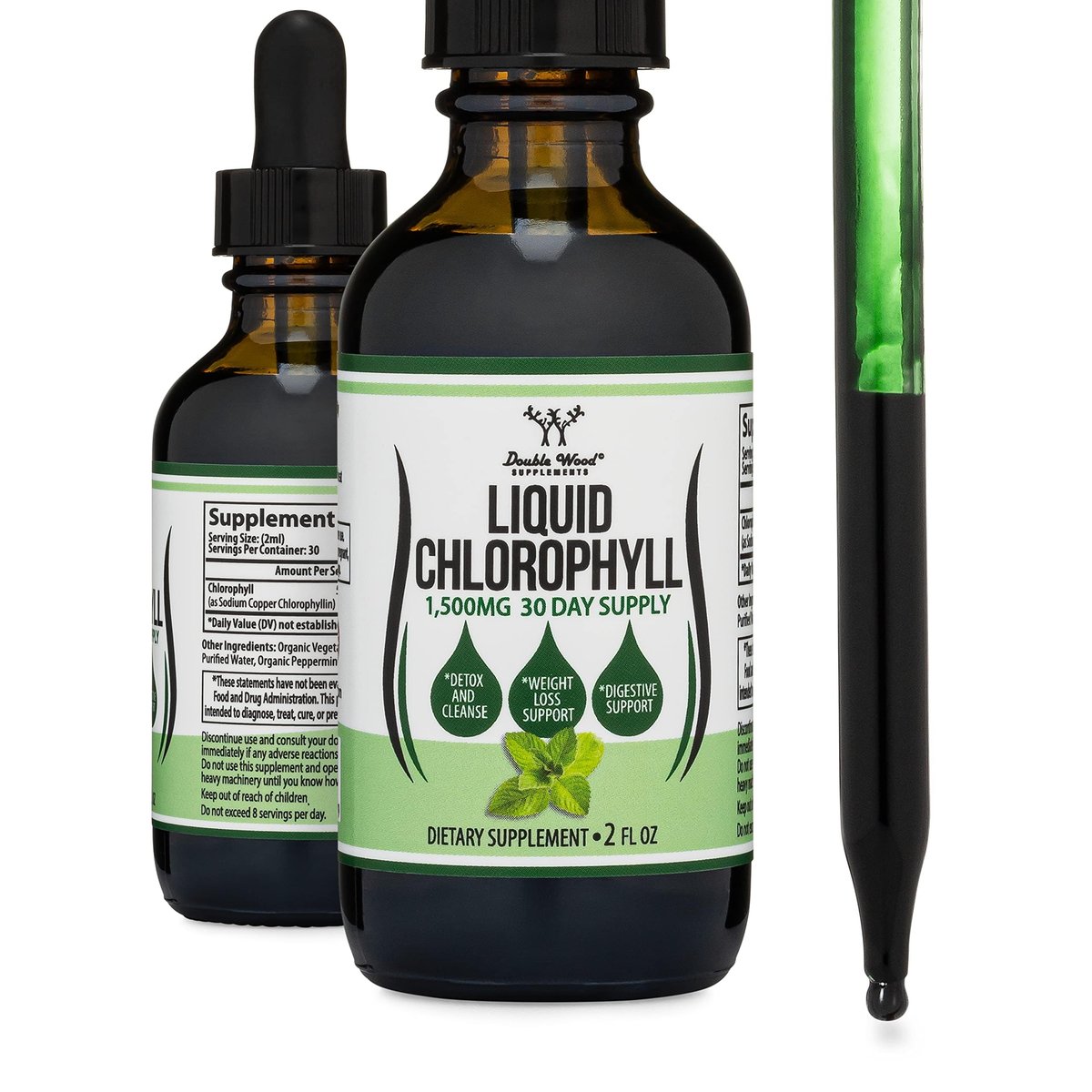 Chlorophyll Liquid Drops – für Verdauung, Darmgesundheit, Energie und Entgiftung – Vegan &amp; Pfefferminzgeschmack (2 oz) von Double Wood